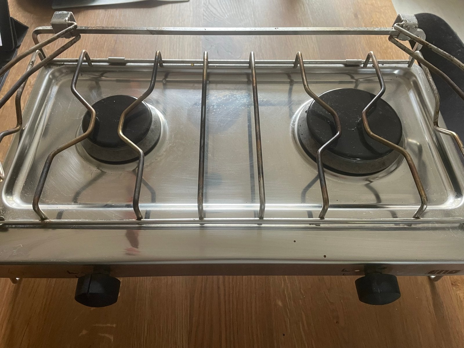 RVS 2-pits gasstel voor boot of camping, Caravans en Kamperen, Kampeeraccessoires, Ophalen, Gebruikt