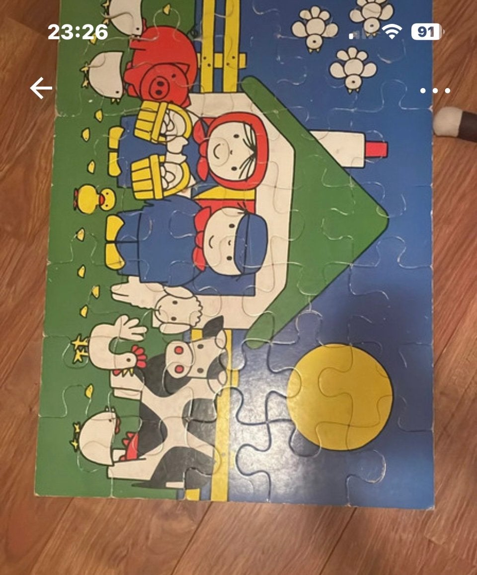 Vintage Dick Bruna vloerpuzzel boerderij – 35 stukken, Ophalen of Verzenden, 10 tot 50 stukjes, Zo goed als nieuw