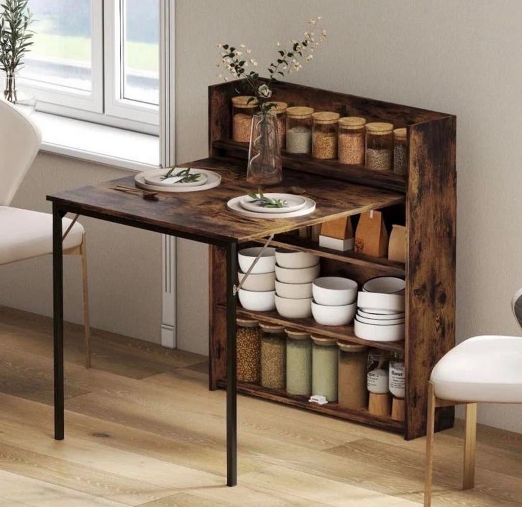 Opvouwbare eettafel met opbergruimte - Industrieel design, Ophalen of Verzenden, Nieuw