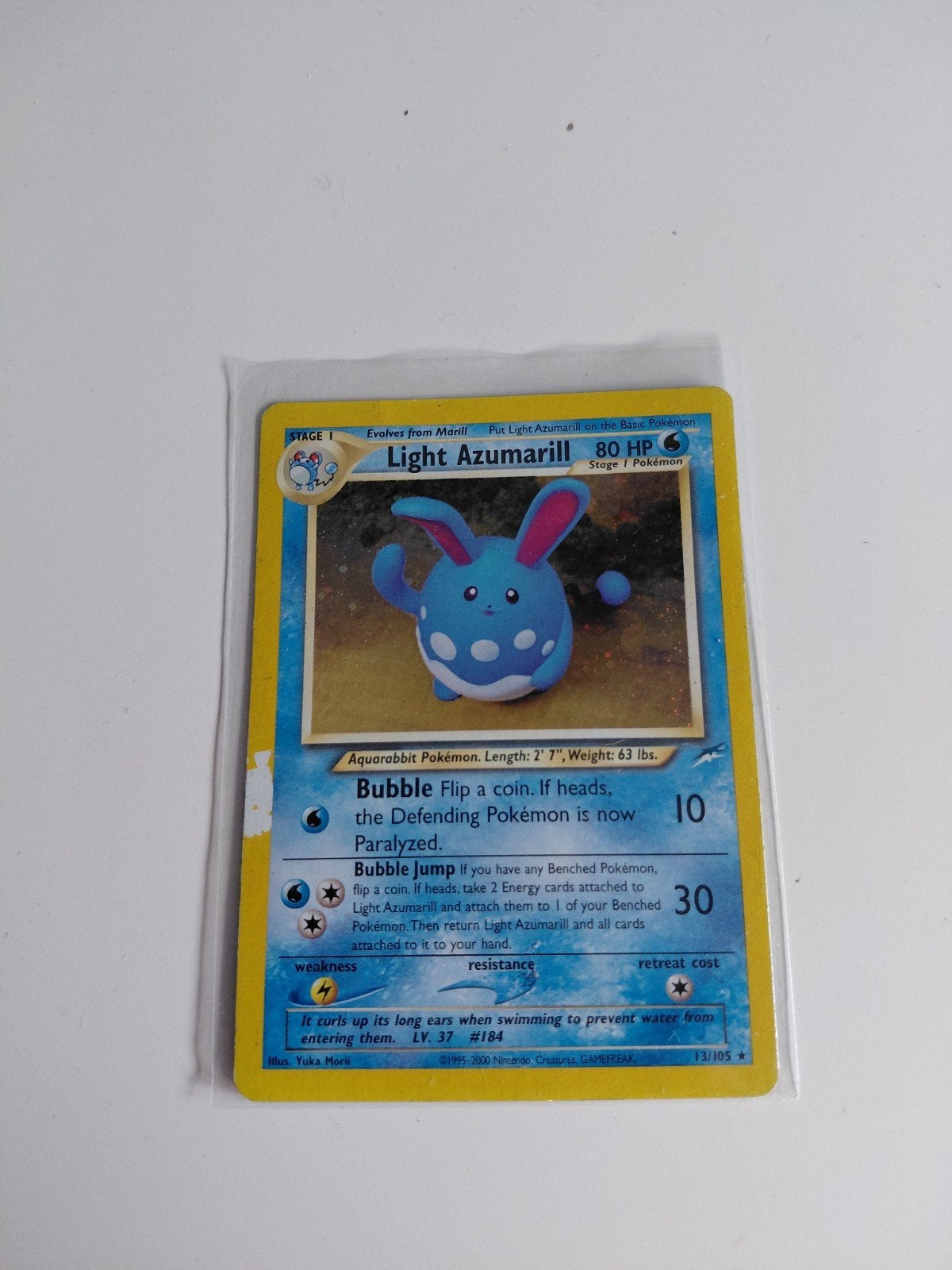 Light azumarill holo neo serie, Hobby en Vrije tijd, Verzamelkaartspellen | Pokémon, Ophalen of Verzenden, Zo goed als nieuw