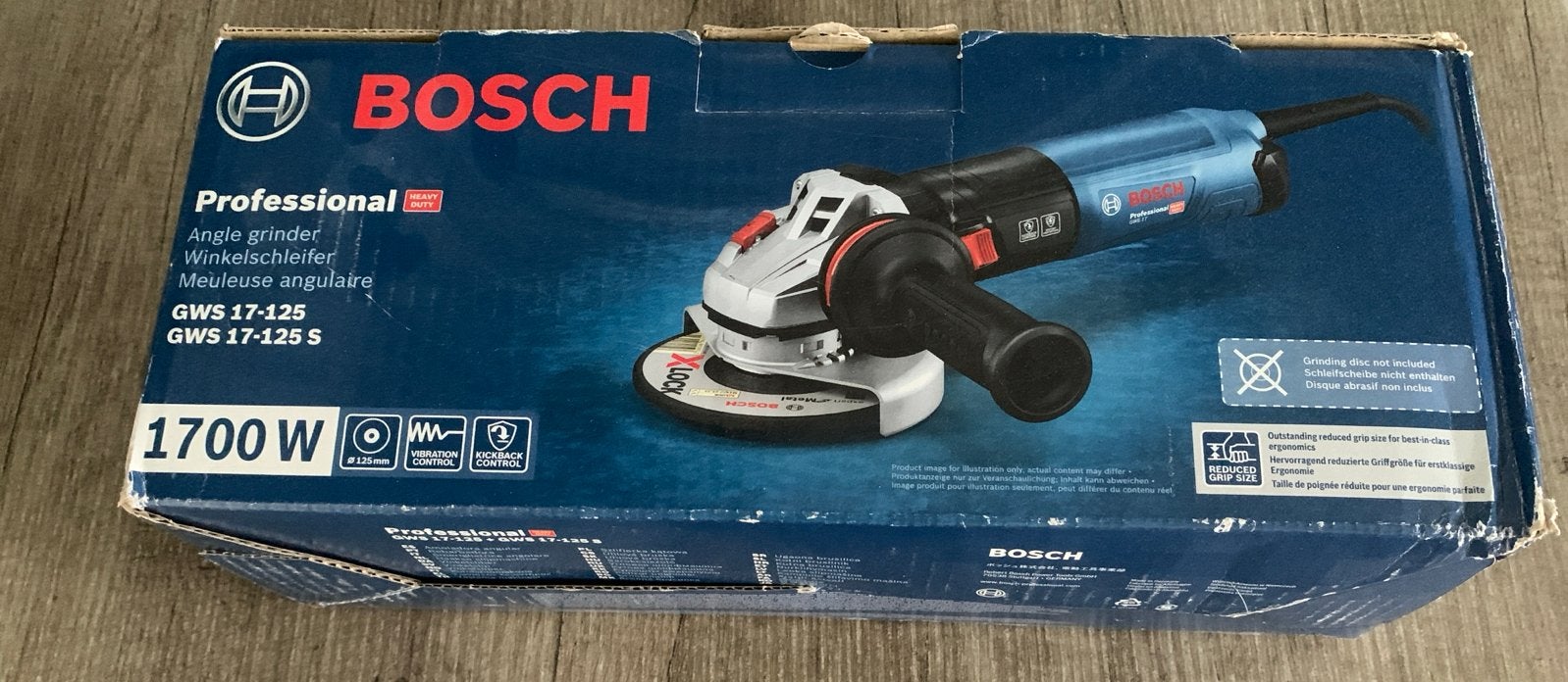 Bosch Professional Haakse Slijpmachine GWS 17-125 S, 1700W, Ophalen of Verzenden, Nieuw, 1000 watt of meer, Haakse handslijpmachine