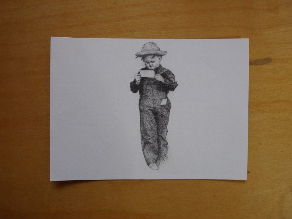 Lezend kind, onbekende kunstenaar, Ophalen of Verzenden, 1960 tot 1980, Ongelopen, Kinderen
