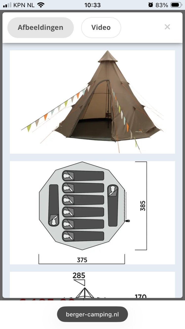Tipi tent moonlight tipi easy camp, Ophalen, Zo goed als nieuw, Meer dan 6
