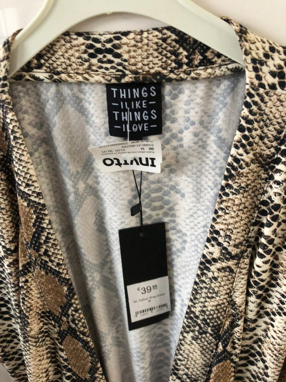 Overslag jurk met print, Kleding | Dames, Jurken, Bruin, Nieuw, Knielengte, Ophalen