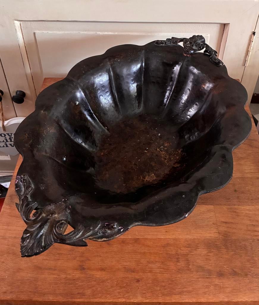 Antieke decoratieve bronzen schaal (45 cm), Ophalen of Verzenden