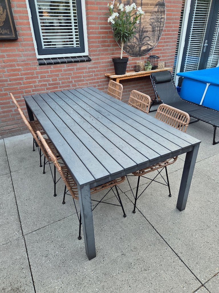 Aluminium tuintafel 200 x 100 cm (antraciet), Ophalen, Gebruikt, Rechthoekig, Aluminium