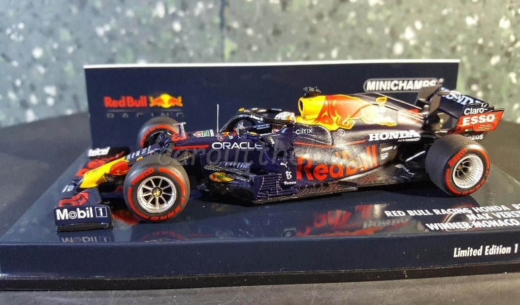 Red Bull RB16B MAX VERSTAPPEN monaco 2021 1:43 Minichamps, Verzenden, Nieuw, Auto, MiniChamps