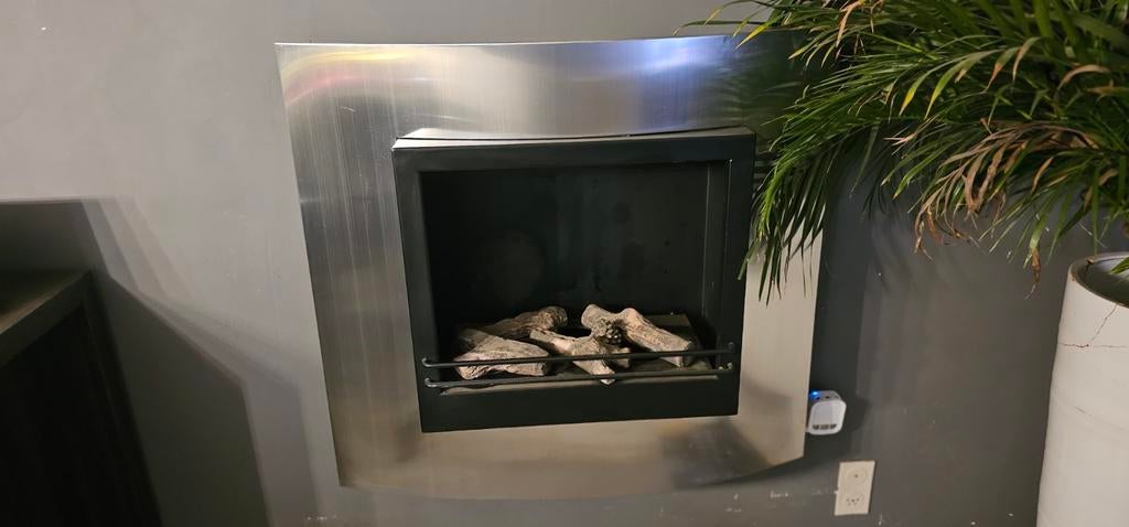 Moderne Hangende Gashaard - RVS Design, Huis en Inrichting, Haarden, Ophalen of Verzenden, Gebruikt, Hangende haard, Gashaard