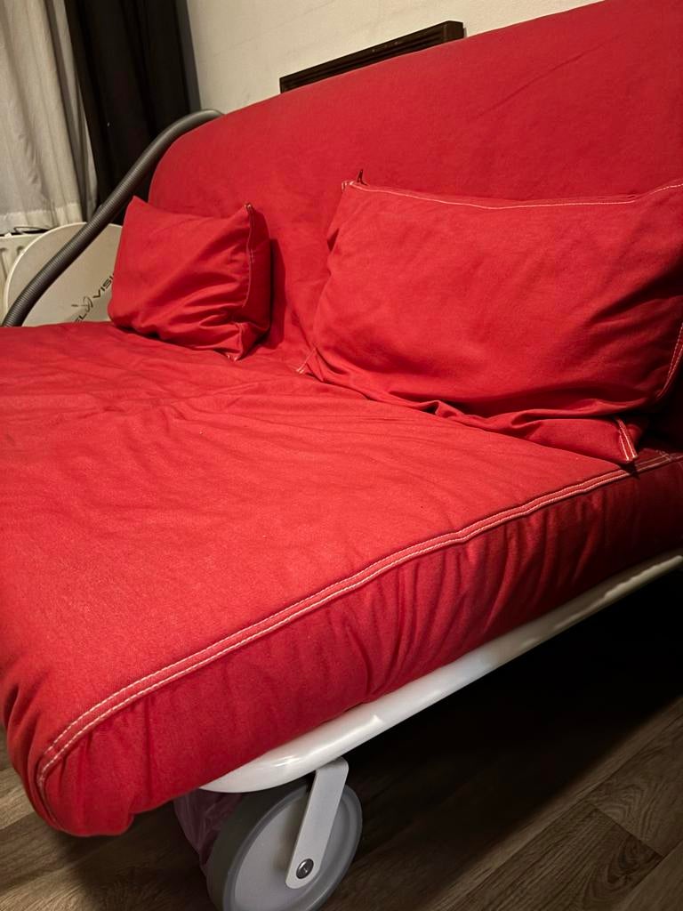 IKEA slaapbank 160x200 cm - Rood, Ophalen, Gebruikt, Tweepersoons, 200 cm