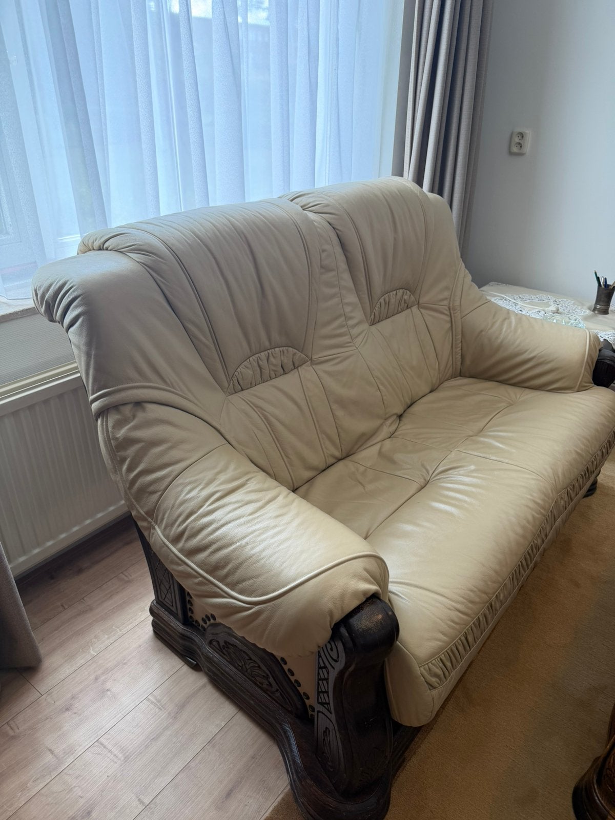 Leren bankstel, Ophalen, Gebruikt, 75 tot 100 cm, Leer