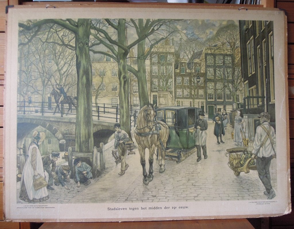 Oude Schoolplaat van Amsterdam, Antiek en Kunst, Ophalen, Stad- en Dorpsgezichten