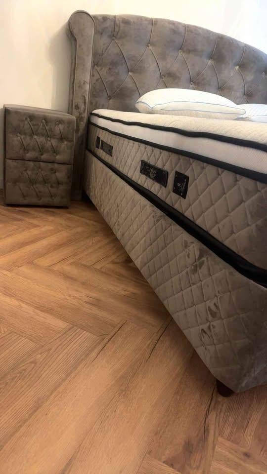 Luxe Boxspring Set incl. Voetbank en Nachtkastje, Huis en Inrichting, Slaapkamer | Bedden, Ophalen, Overige materialen, Duitsland