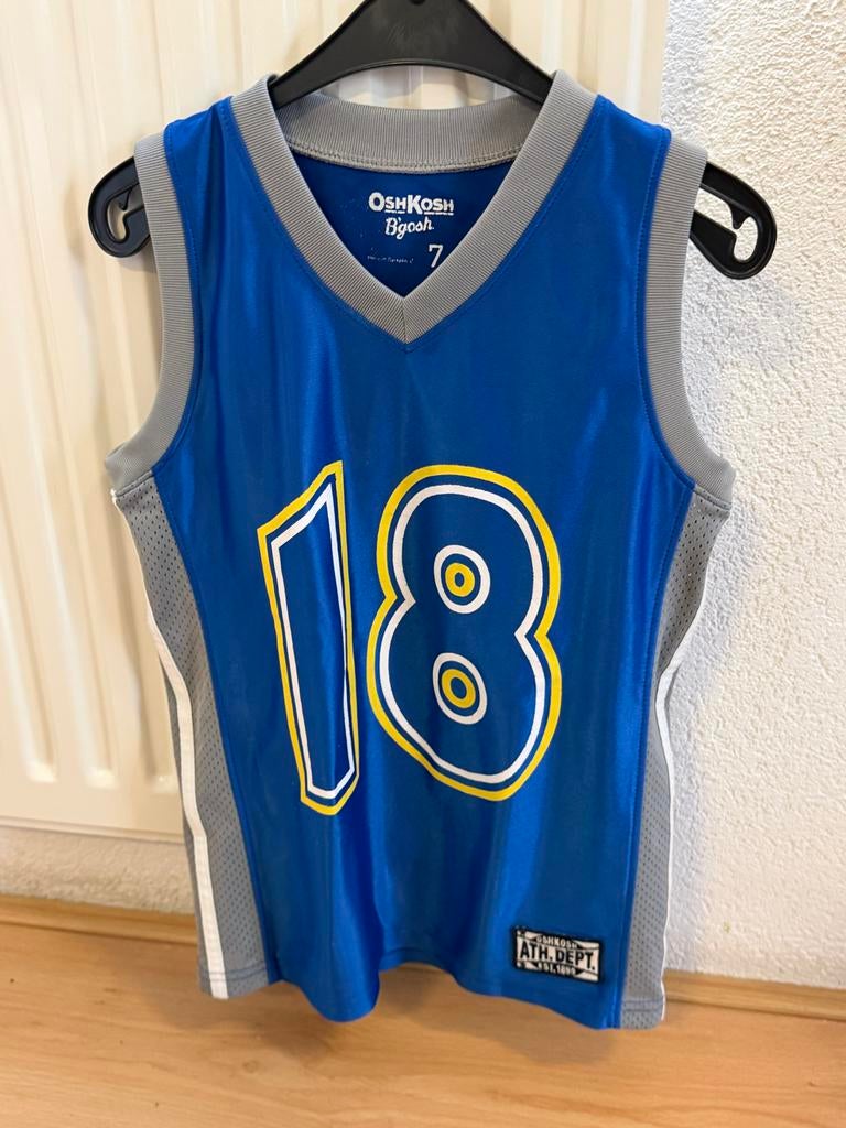 Blauw mouwloos basketbalshirt OshKosh B'gosh maat 7, Ophalen of Verzenden, Zo goed als nieuw, Jongen