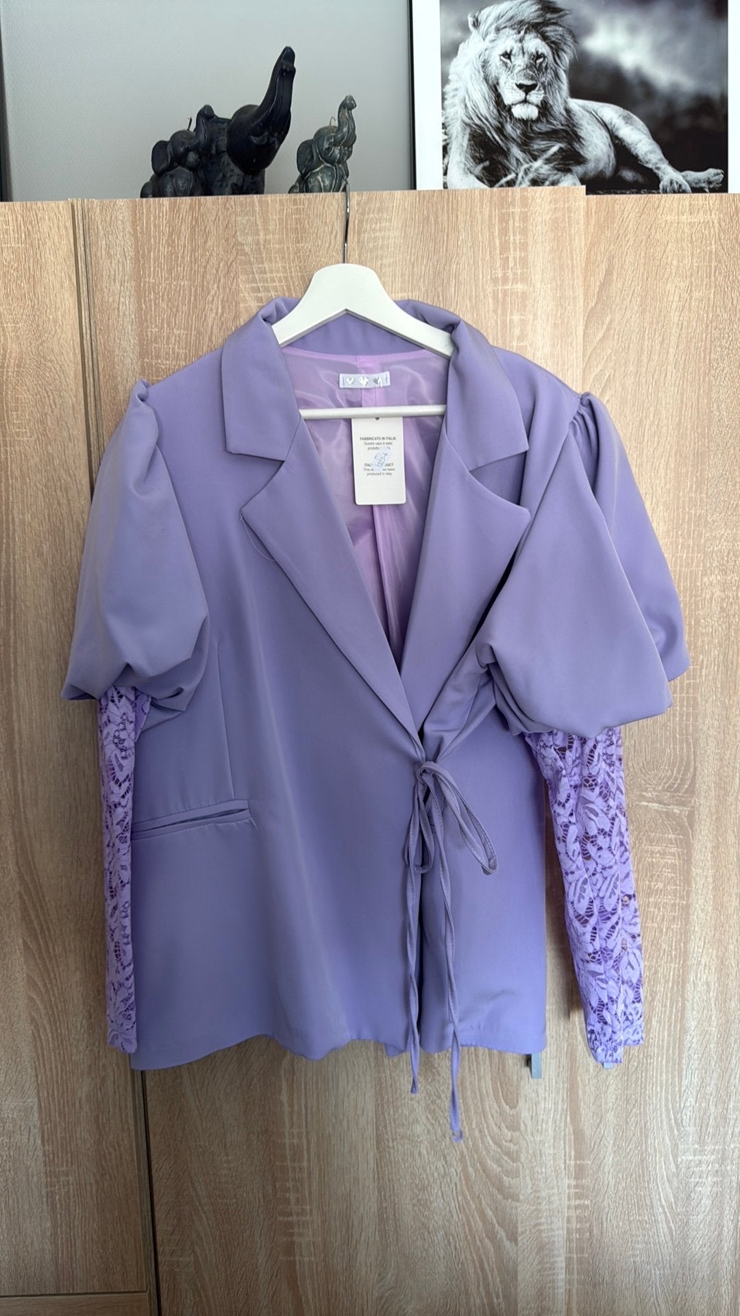 Blazer met kanten mouwen, Paars, Maat 42/44 (L), Nieuw, Ophalen of Verzenden