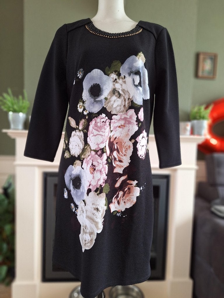 K-Design K Design pioenrozen jurk XL, Kleding | Dames, Jurken, K-design, Verzenden, Zwart, Maat 46/48 (XL) of groter
