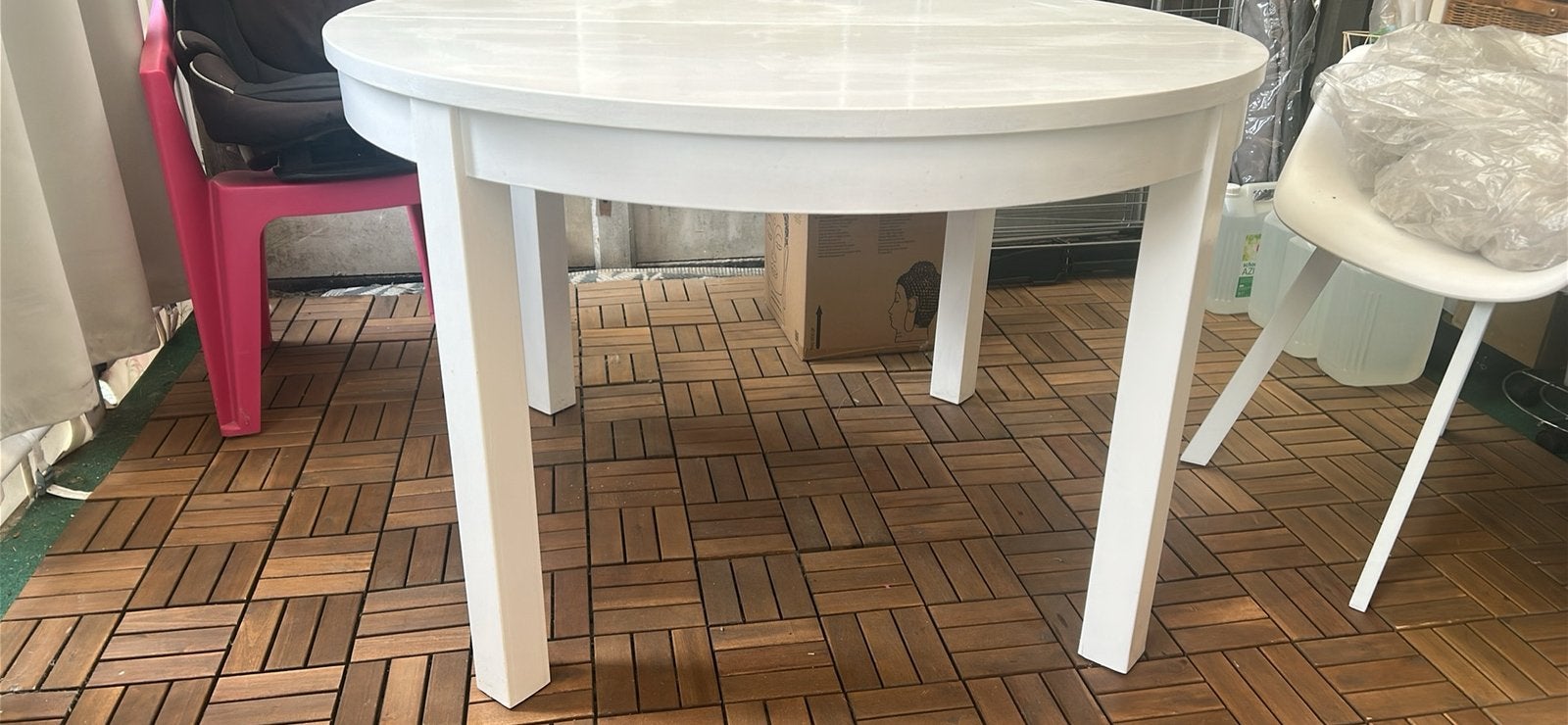 Ikea Ingatorp witte ronde eettafel, Huis en Inrichting, Ophalen, Gebruikt, Rond, Modern