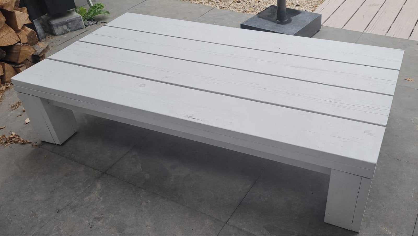 Robuuste steiger houten salontafel voor buiten, Ophalen, Gebruikt, Rechthoekig, Hout