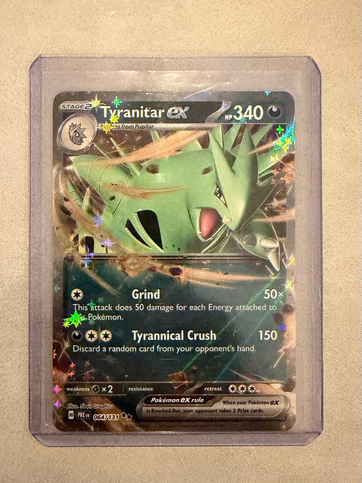Tyranitar EX PRE 064/131 Pokemon kaart, Ophalen of Verzenden, Zo goed als nieuw