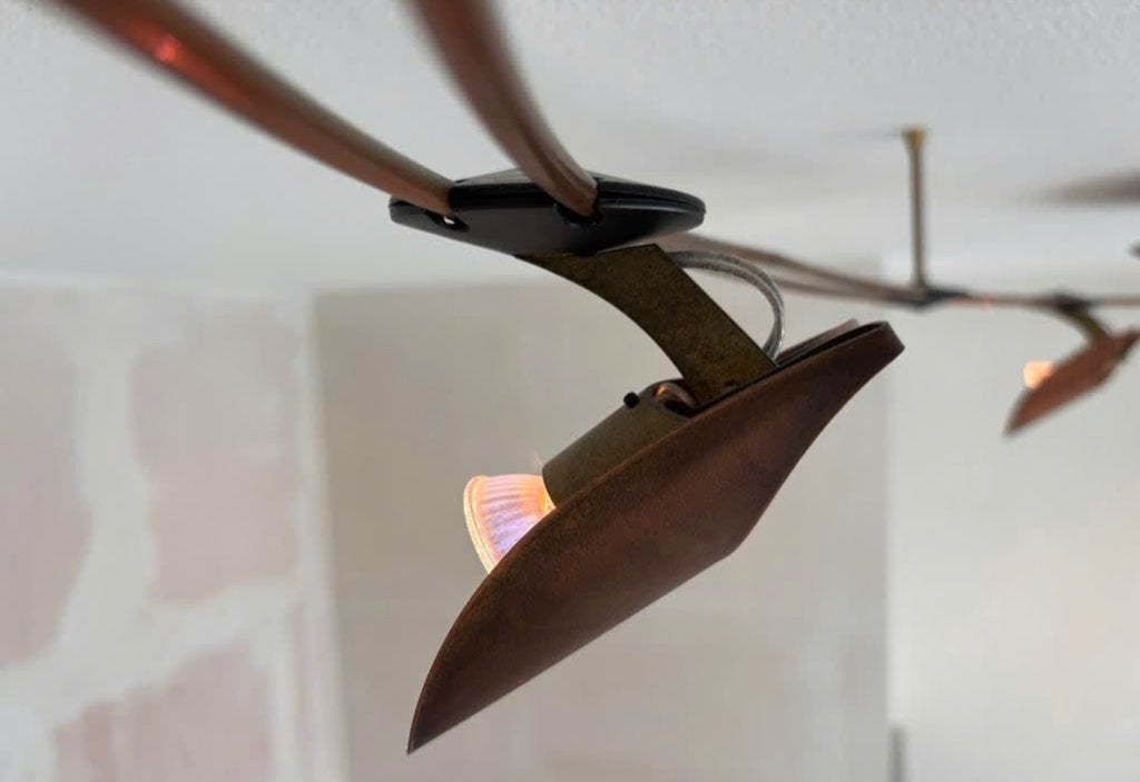 9 Koperen Spotjes / Plafond Lichtsysteem Ontw: Bernd Beisse, Ophalen, Halogeen, Gebruikt, Overige merken