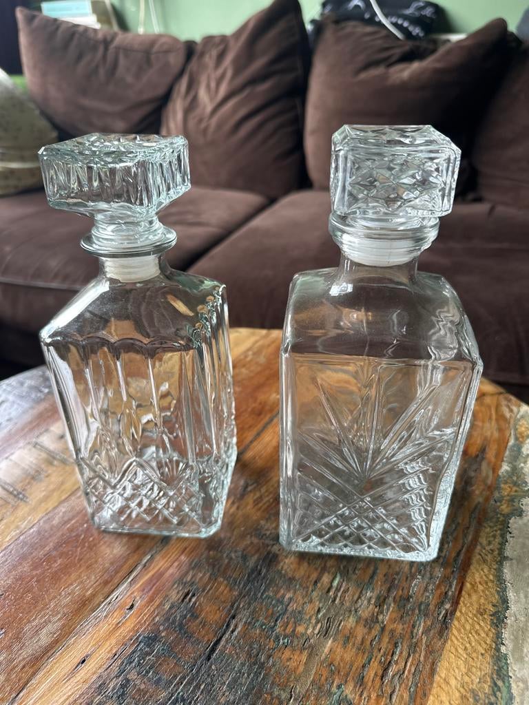 Set van 2 kristallen karaffen met stop, Glas of Glazen, Ophalen of Verzenden, Overige stijlen, Glas