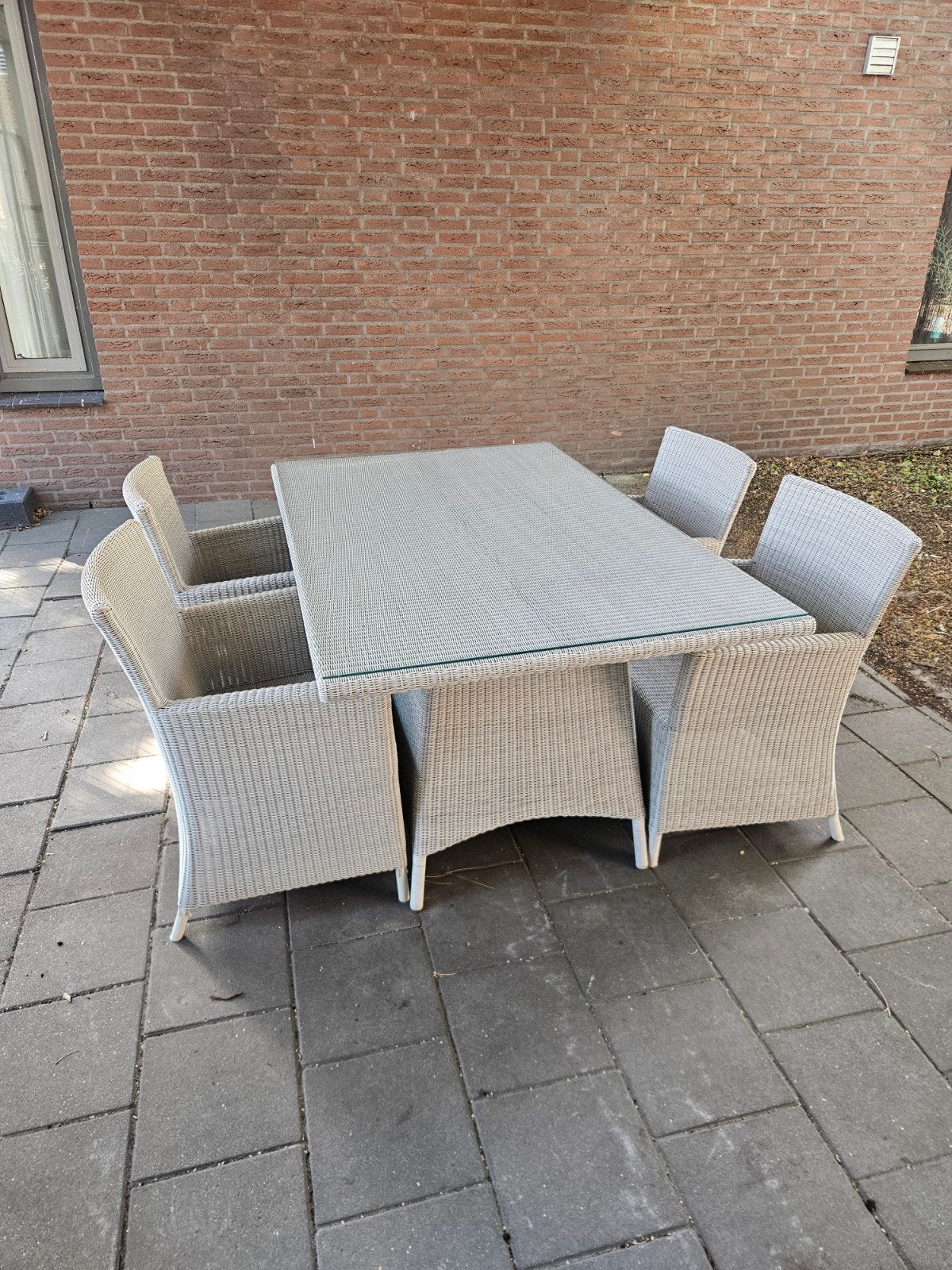 Borek tuintafel met 4 stoelen., Ophalen, Gebruikt, Aluminium