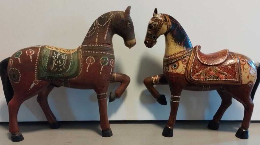 2 vintage Marwari Ghodi bruilofts paarden, Antiek en Kunst, Kunst | Niet-Westerse kunst, Ophalen of Verzenden