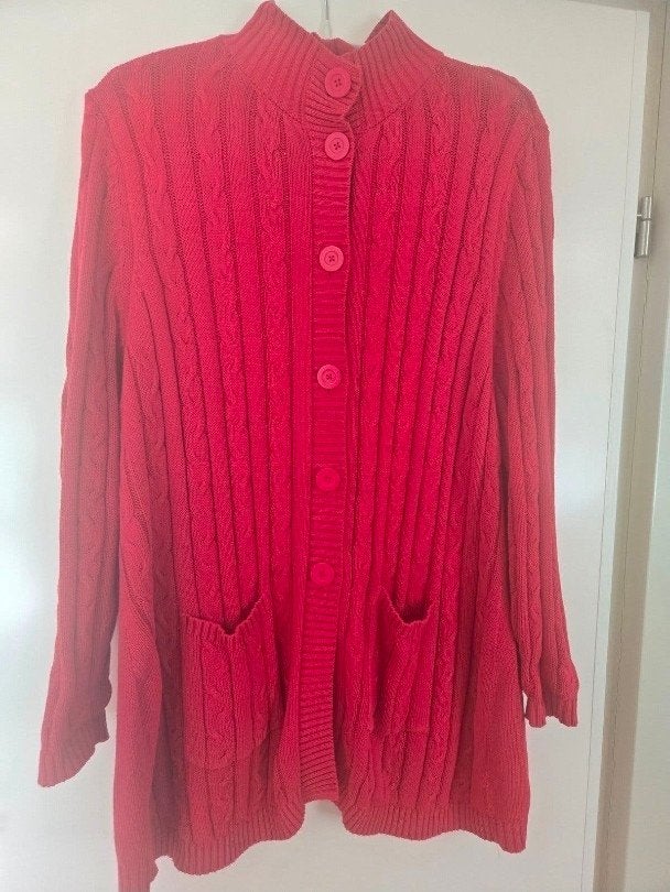 54/56 rood vest bpc katoenmix, Kleding | Dames, Verzenden, Trui of Vest, Zo goed als nieuw, BPC