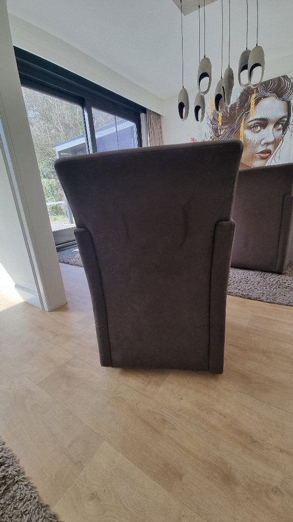 6 stevige stoelen/fauteuils met wieltjes, grijs-taupe, Ophalen, Zo goed als nieuw, Vijf, Zes of meer stoelen, Modern-klassiek