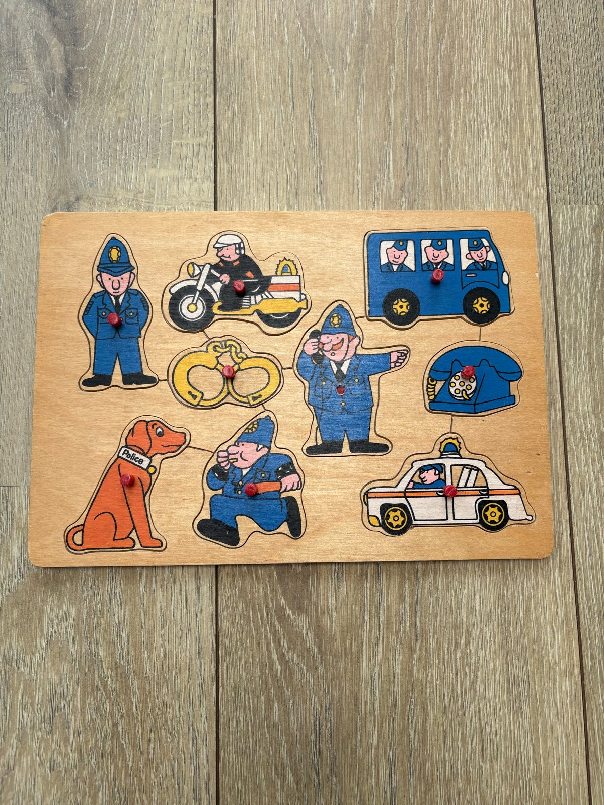 Houten Puzzels Set: Politie, Boerderij & Voertuigen, Ophalen of Verzenden, Gebruikt, Puzzelen