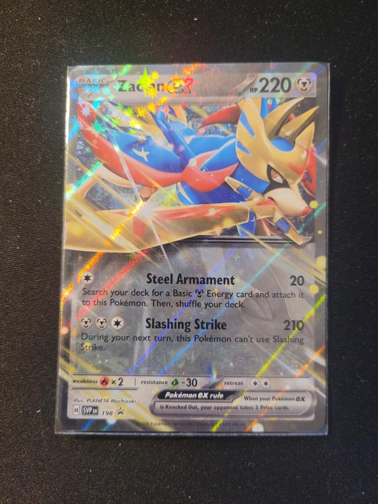 Zacian ex Pokémon Kaart (SVP EN 198) - mint, Ophalen of Verzenden, Zo goed als nieuw, Losse kaart, Foil