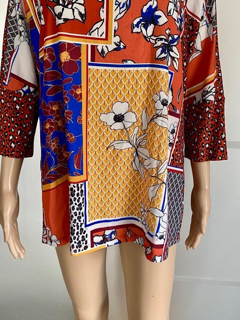 i472 Samoon maat 46=XL blouse top blauw/wit/zwart/geel/bruin, Kleding | Dames, Bruin, Maat 46/48 (XL) of groter, Ophalen of Verzenden