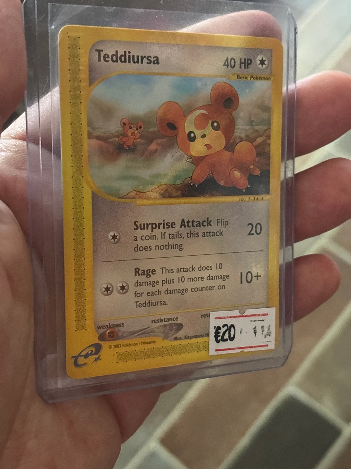 Teddiursa 109 Pokémon kaart - Vintage, Ophalen of Verzenden, Gebruikt, Losse kaart
