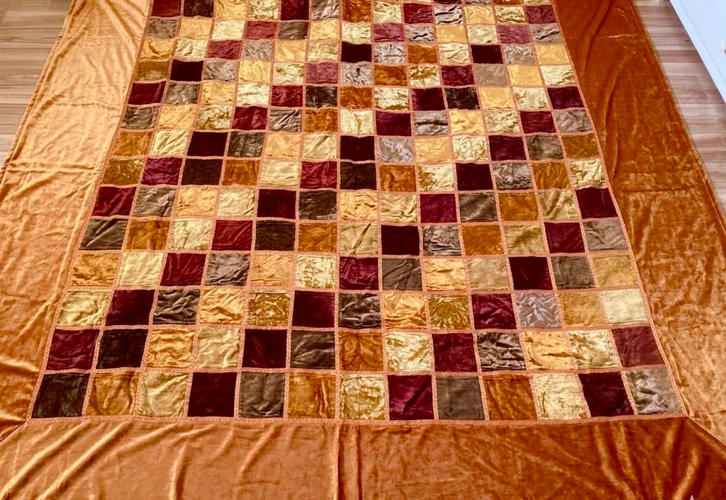 Handgemaakte India sprei plaid fluweel 260x220, Ophalen of Verzenden, Zo goed als nieuw, Tweepersoons, Overige typen