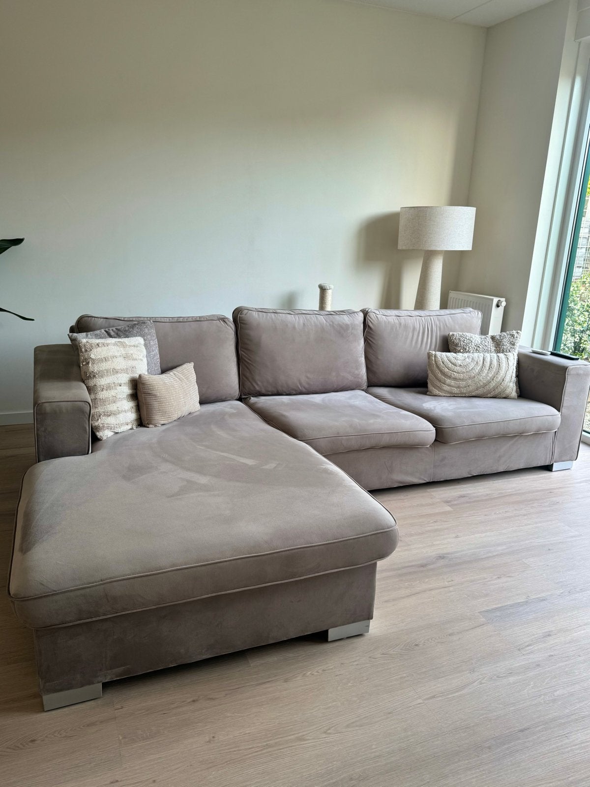 Velvet hoekbank, Huis en Inrichting, Banken | Bankstellen, Ophalen, 250 tot 300 cm, Gebruikt, Hoekbank