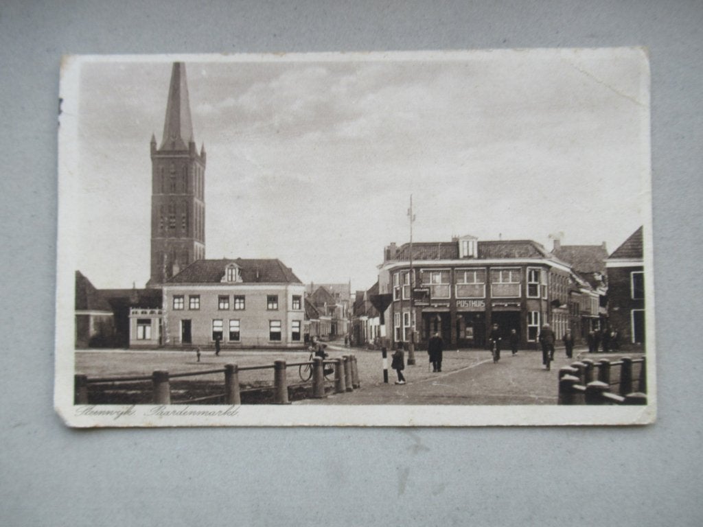 Steenwijk - paardenmarkt - Postkantoor, Ophalen of Verzenden, 1920 tot 1940, Gelopen, Overijssel