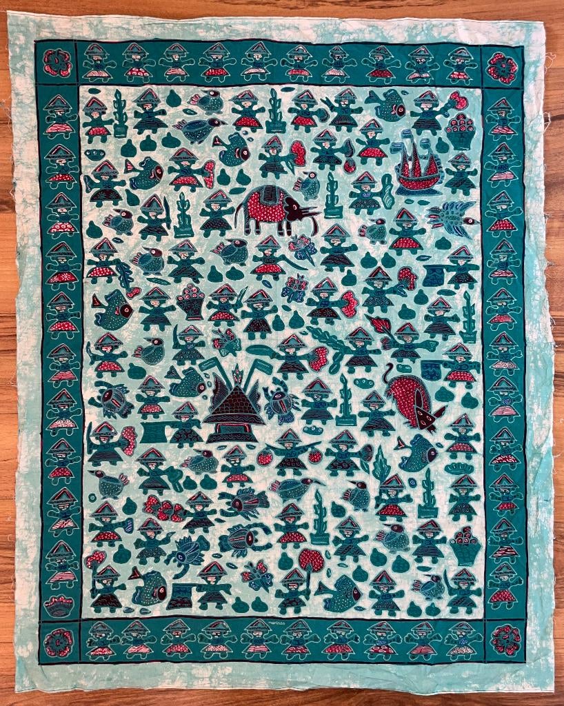 Retro vintage batik lap stof / kleedje / tafelkleedje, Ophalen of Verzenden