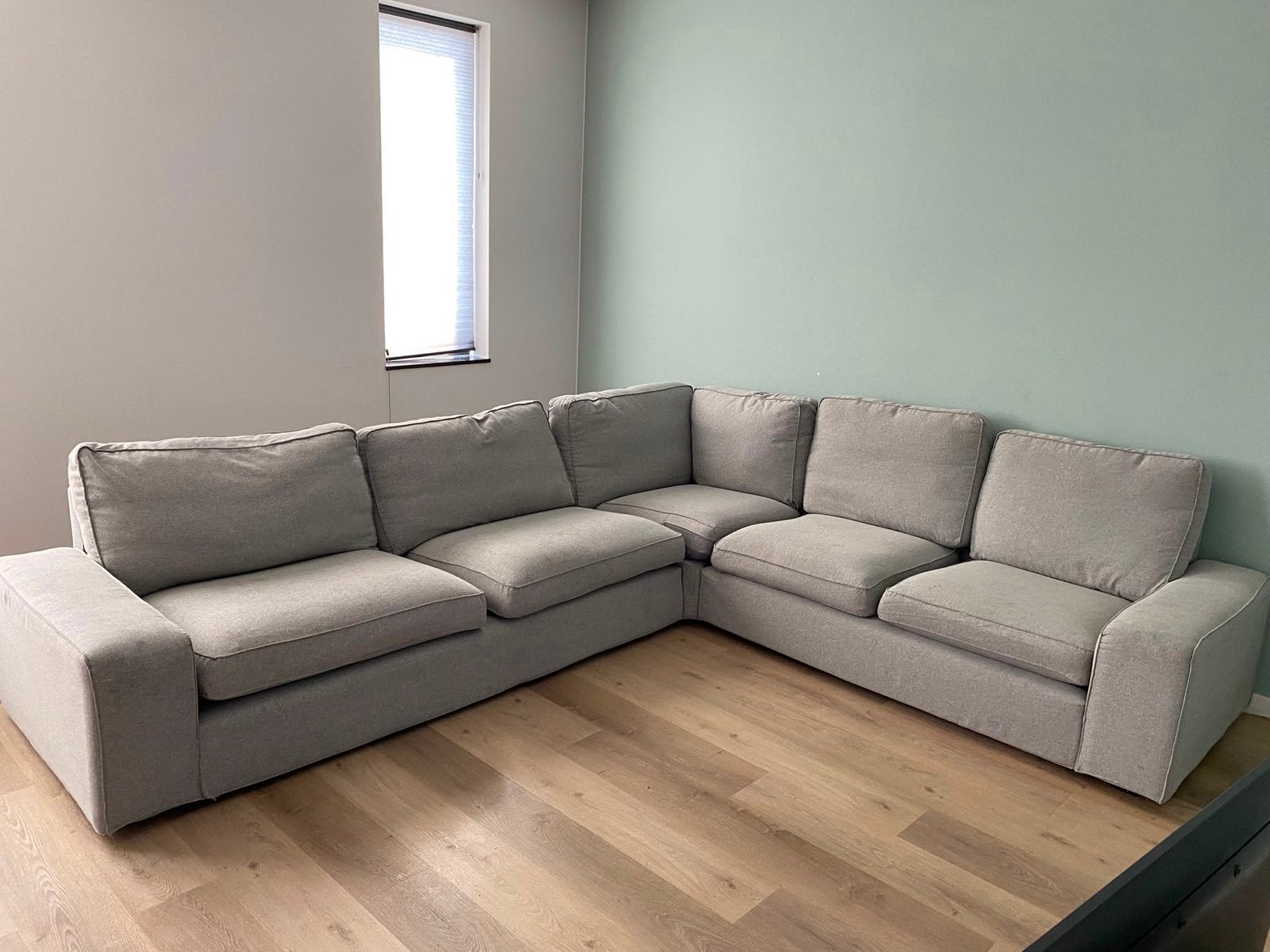 IKEA KIVIK Hoekbank / L-bank - Lichtgrijs (5 zitplaatsen), Ophalen, Gebruikt, Stof