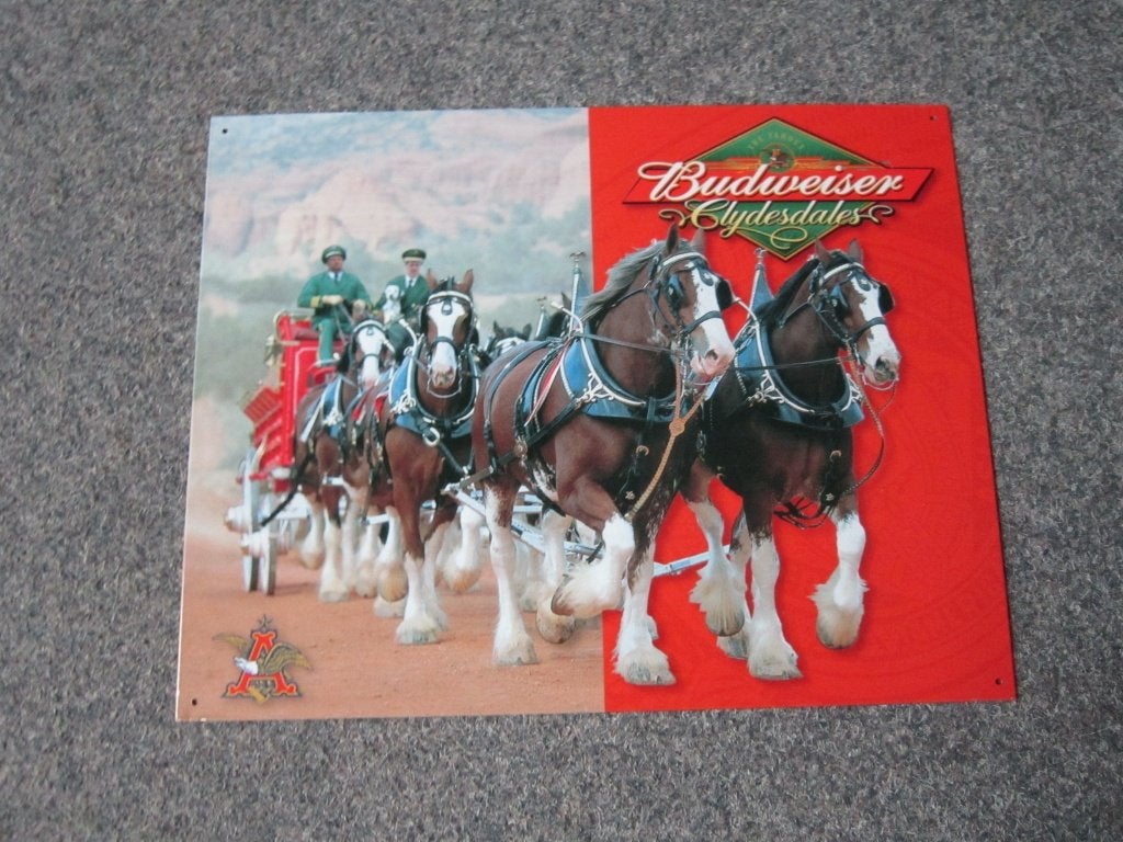 BUDWEISER BLIKKEN RECLAMEBORD, Ophalen, Zo goed als nieuw, Reclamebord, Plaat of Schild, Overige merken