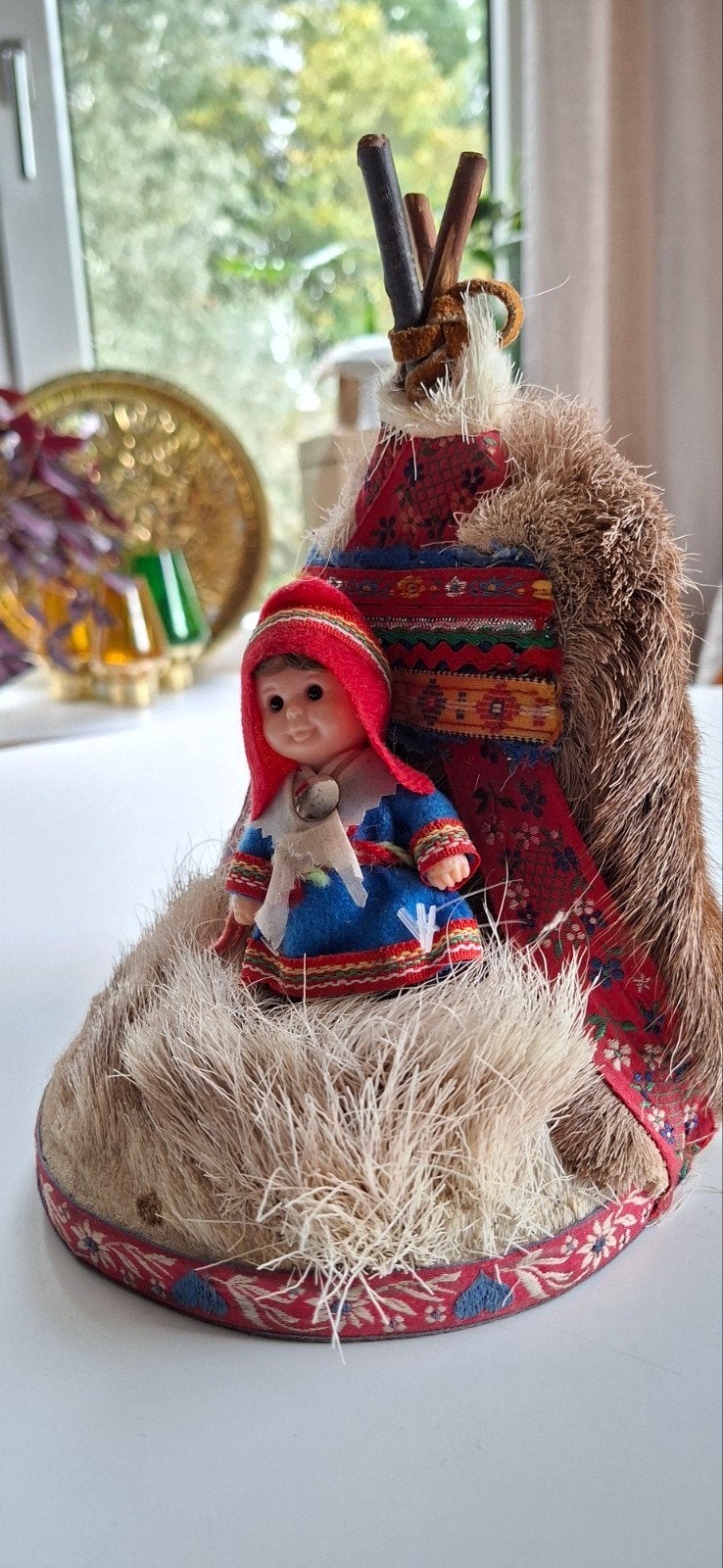 vintage lapland sami, tipi van rendieren huid, sami figuur, Ophalen of Verzenden