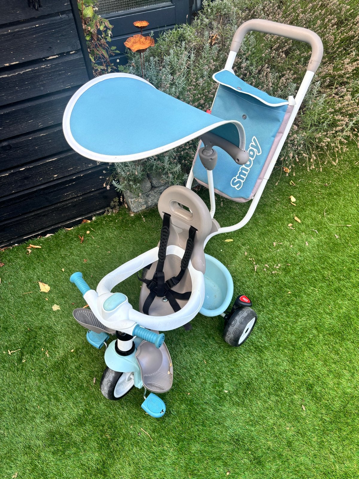 Smoby driewieler met duwstang en zonnekap, Kinderen en Baby's, Speelgoed | Buiten | Voertuigen en Loopfietsen, Ophalen, Gebruikt