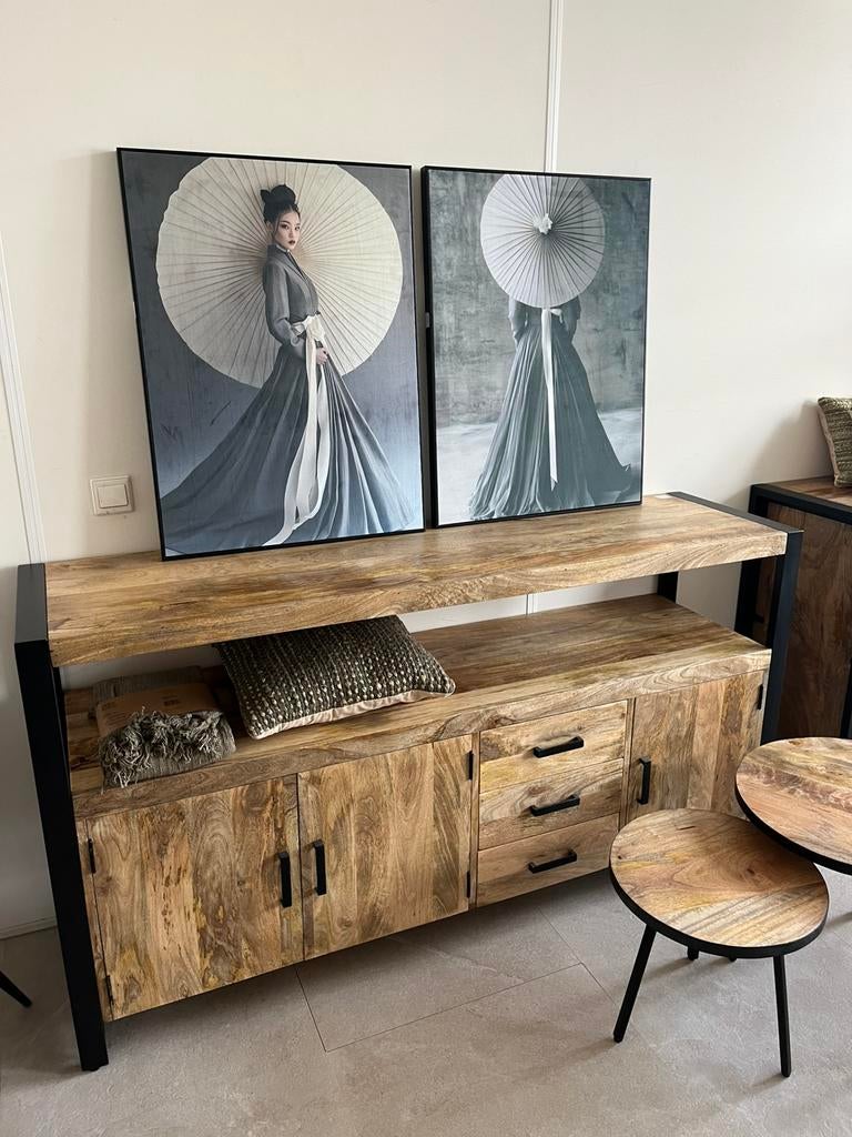 Magazijn leegverkoop dressoir Britt industrieel mangohout, Huis en Inrichting, Nieuw, Ophalen of Verzenden, Info@wkhome.nl, Argonweg 20 Amersfoort