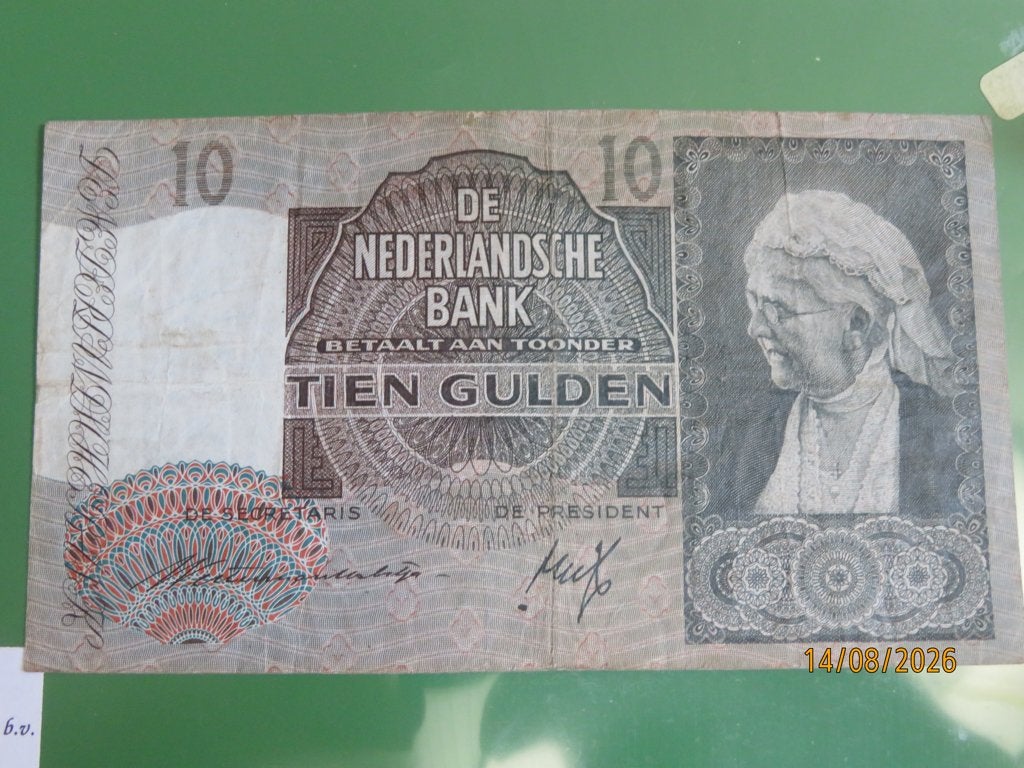 No.216- Emma F.10,00 Gld.1940I Mooi Biljet - 40-1 Almanak, Ophalen of Verzenden, 10 gulden, Los biljet