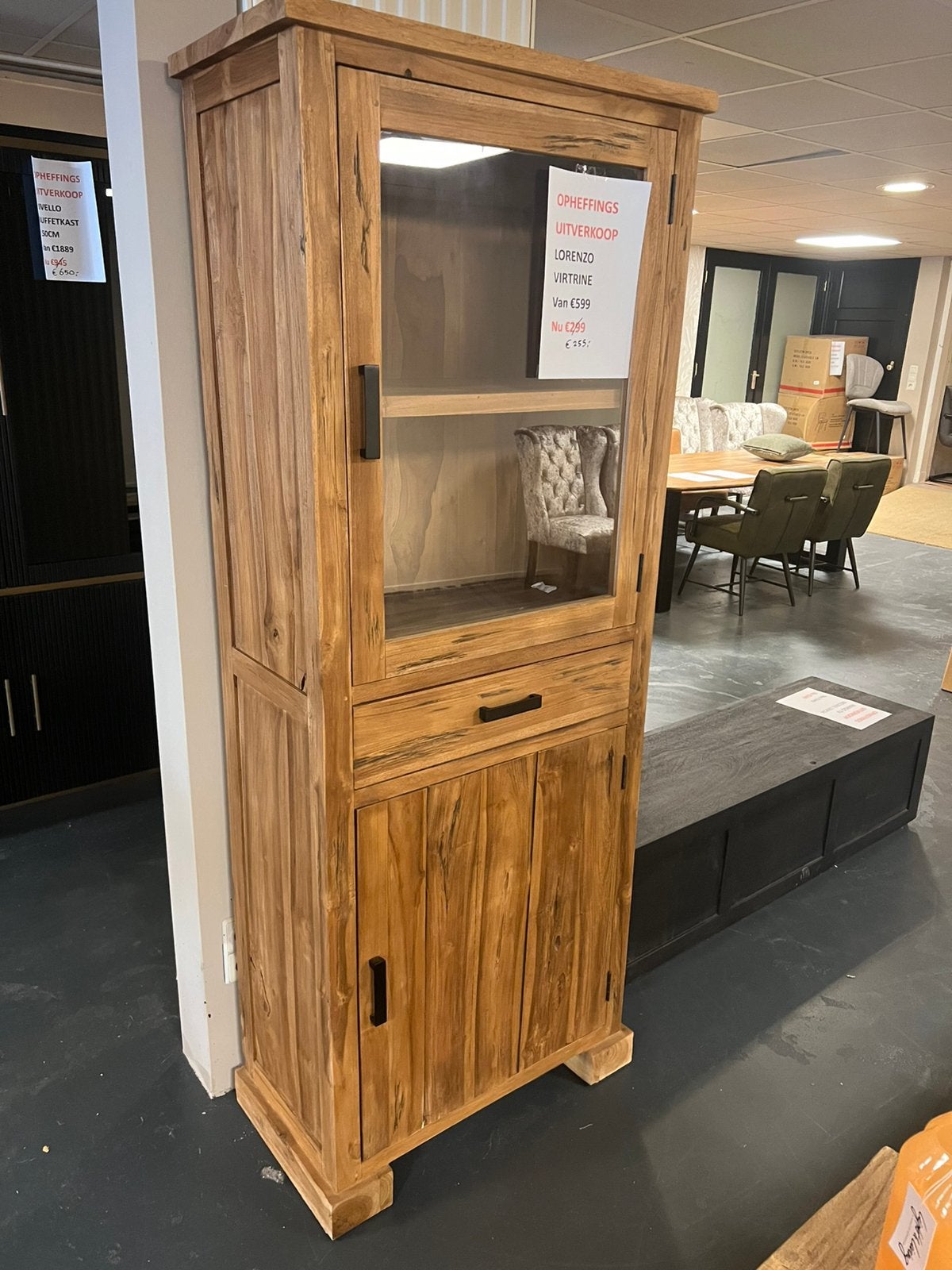 Teak kast, Ophalen, Met deur(en), 200 cm of meer, Glas