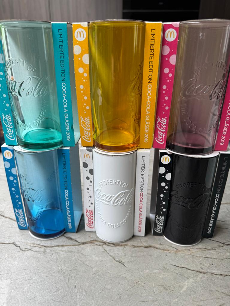 Limited Edition Coca-Cola Glazen 2019 McDonald's - 8 stuks, Ophalen of Verzenden, Zo goed als nieuw, Frisdrankglas