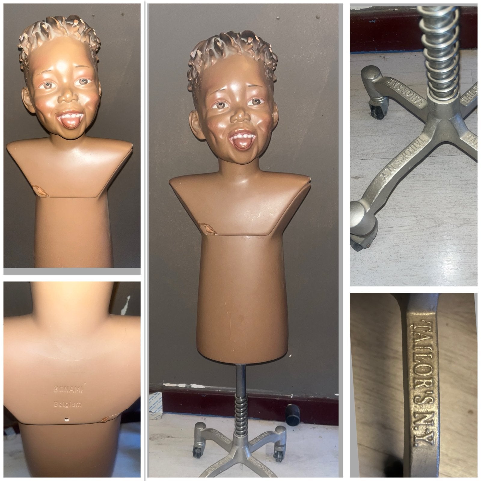 Vintage Bonami Kinderbust Paspop Tailor’s N.Y. Voet jaren 70, Antiek en Kunst, Curiosa en Brocante, Ophalen