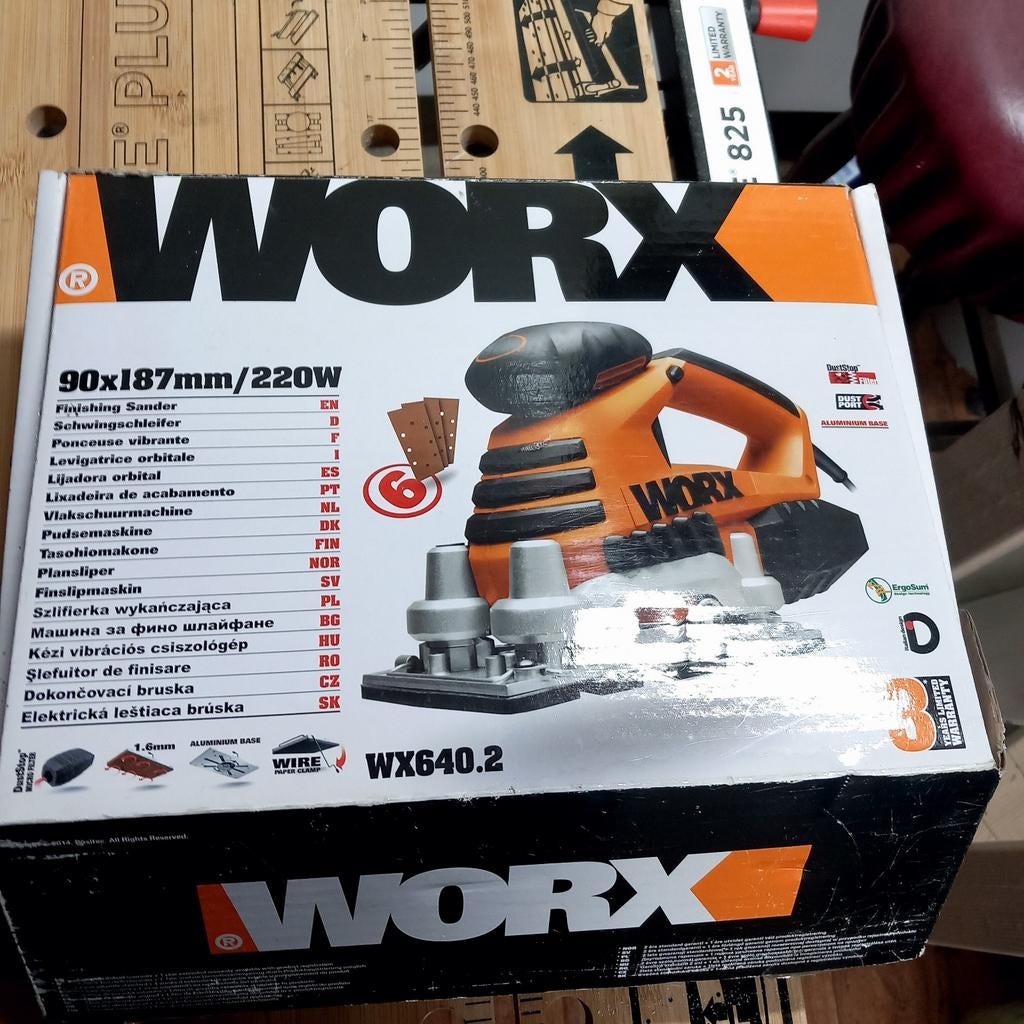Nieuwe Worx WX640.2 Vlakschuurmachine 220W, Doe-het-zelf en Verbouw, Gereedschap | Schuurmachines, Ophalen, Nieuw, Minder dan 600 watt