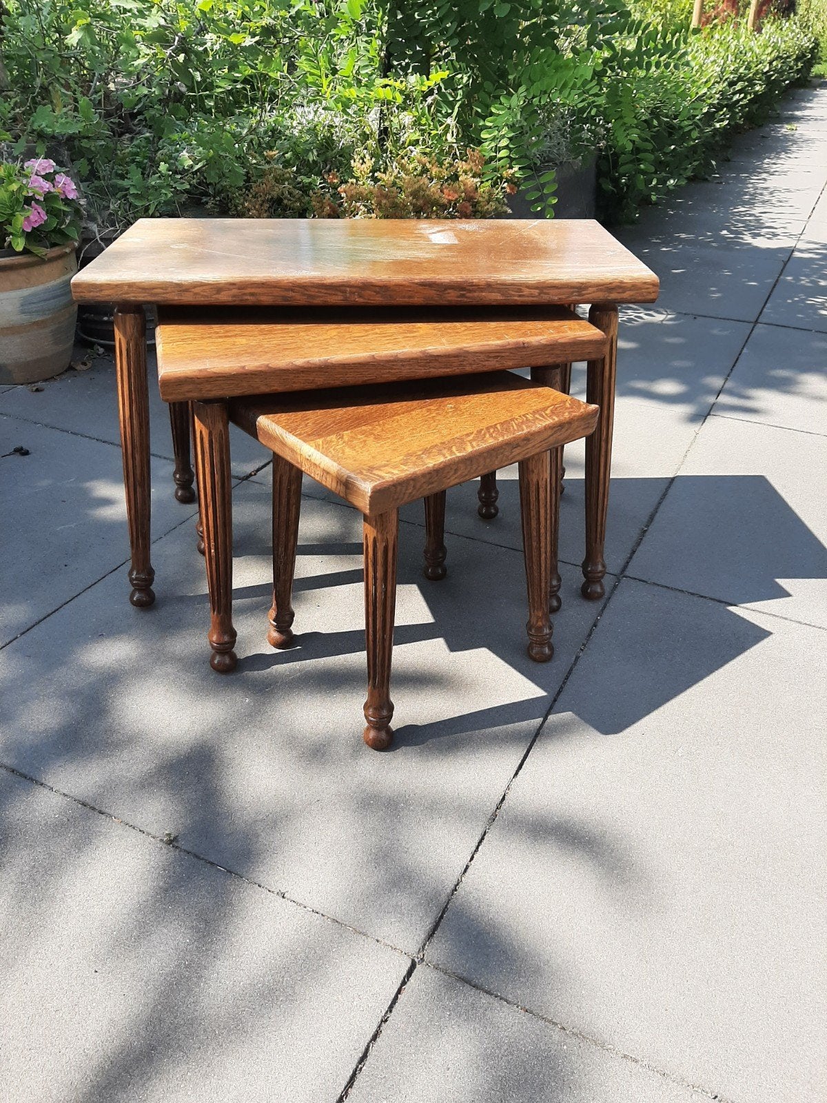 Eiken miniset met mooi bewerkte pootjes., Ophalen, Minder dan 45 cm, 55 tot 75 cm, Zo goed als nieuw