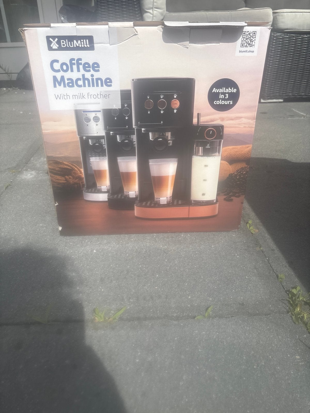 BluMill Koffiemachine met Melkopschuimer, Stoompijpje, Koffiepads en cups, Ophalen of Verzenden, Koffiemachine