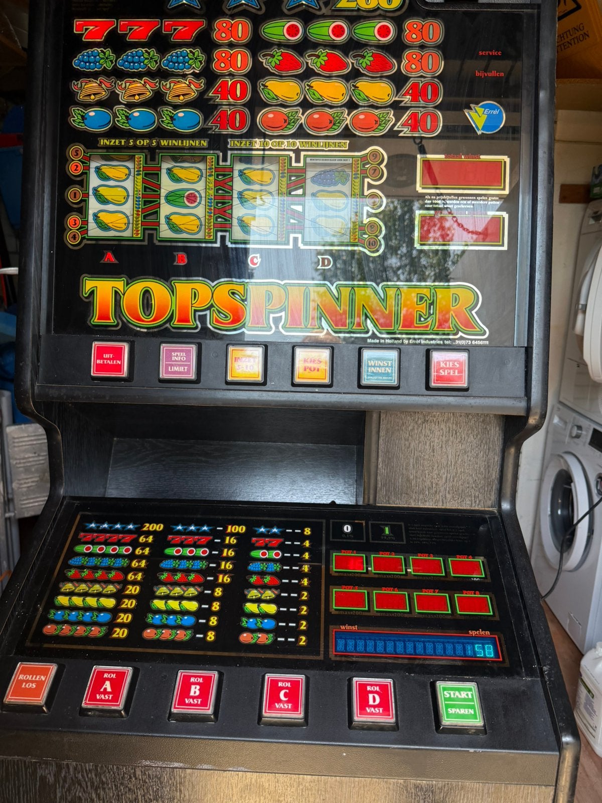 Topspinner gokkast, Ophalen, Gebruikt