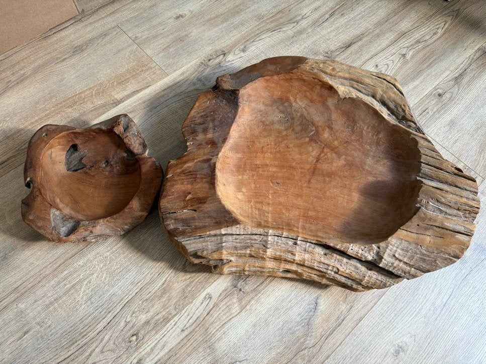 Set van 2 houten fruitschalen, groot en klein, Ophalen